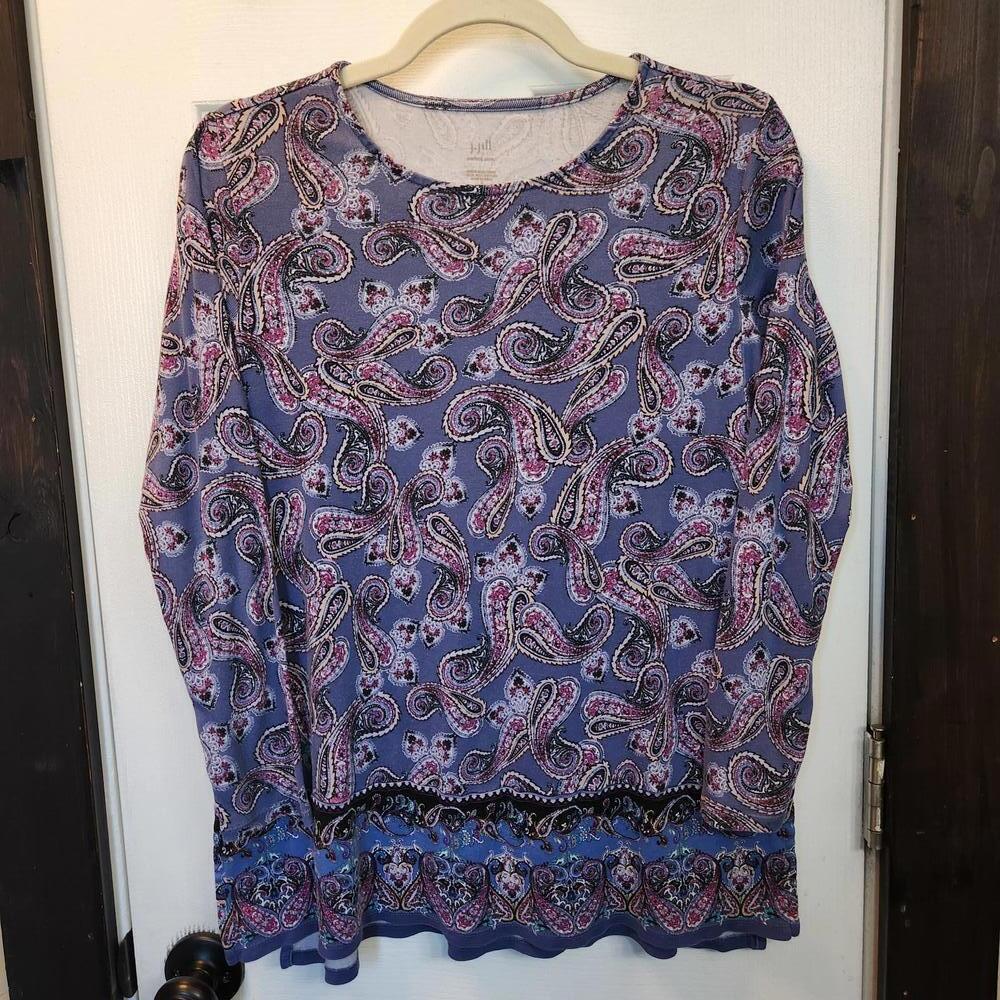 J.Jill Women's Paisley Pima Cotton Top- Size 8 Petite